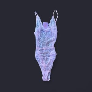 Lace Sheer Bodysuit in Light Pink
